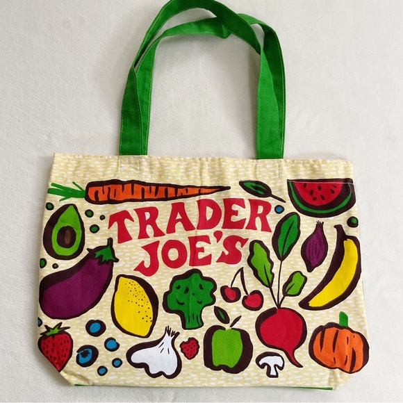 🌈 Trader Joe’s Colorful Produce Reusable Tote Bag – Eco-Friendly Shopper - Picture 7 of 11